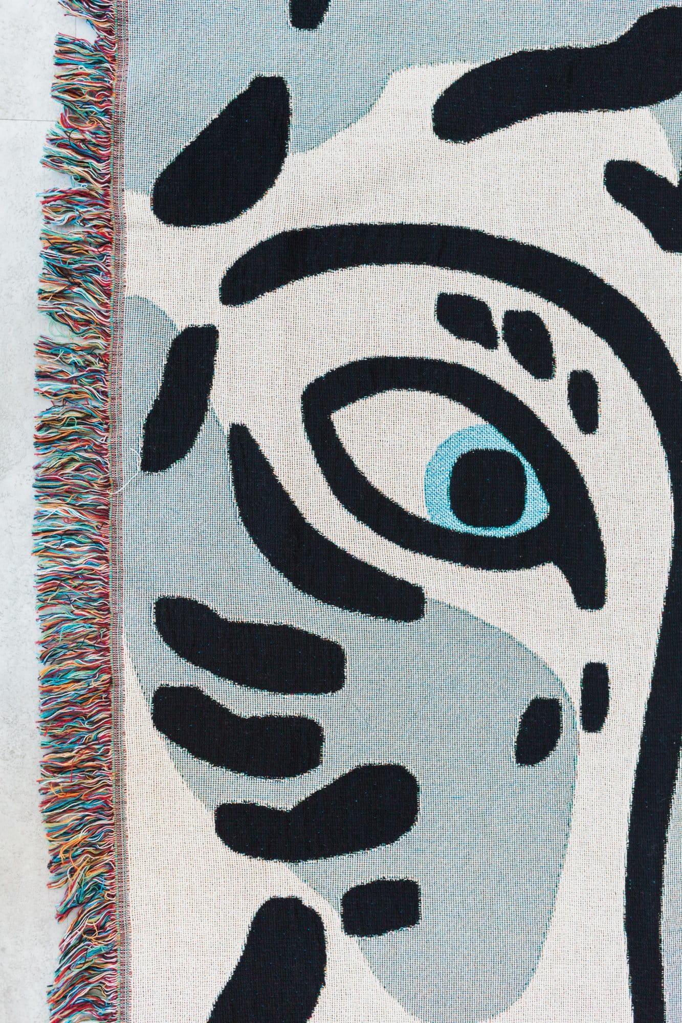 Tiger Woven Blanket - Blue Grey
