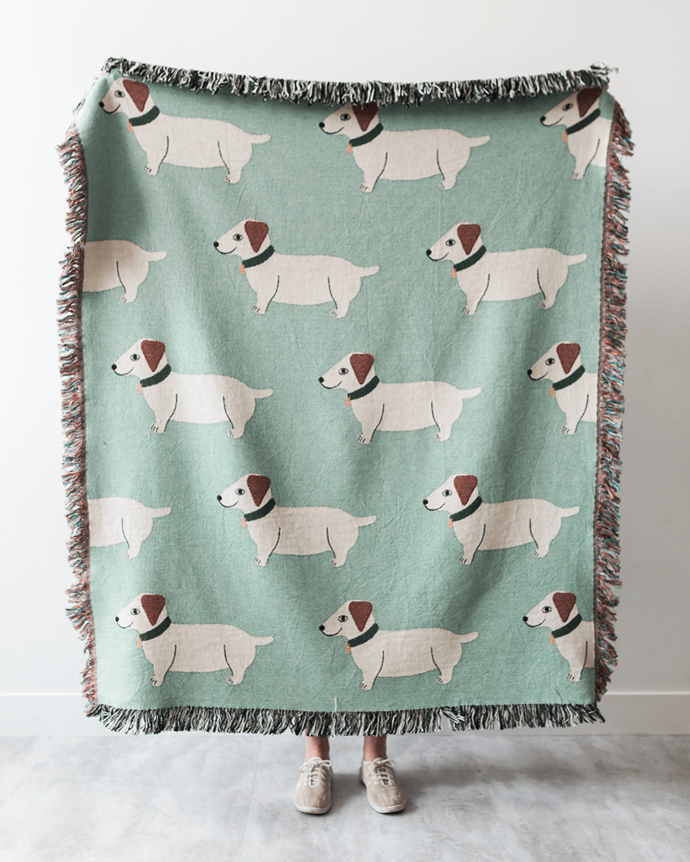 Wiener Dogs Throw Blanket Green