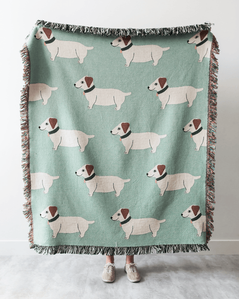 Dog print shop throw blankets