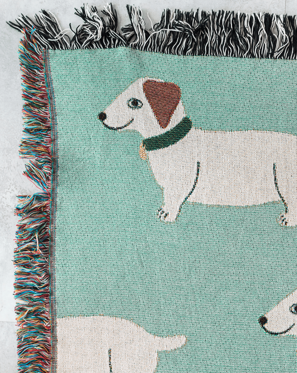 Wiener Dogs Throw Blanket (Green)