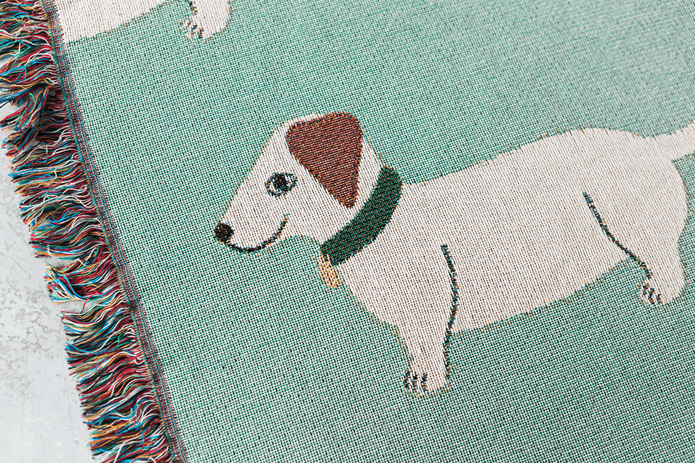 Wiener Dogs Throw Blanket (Green)
