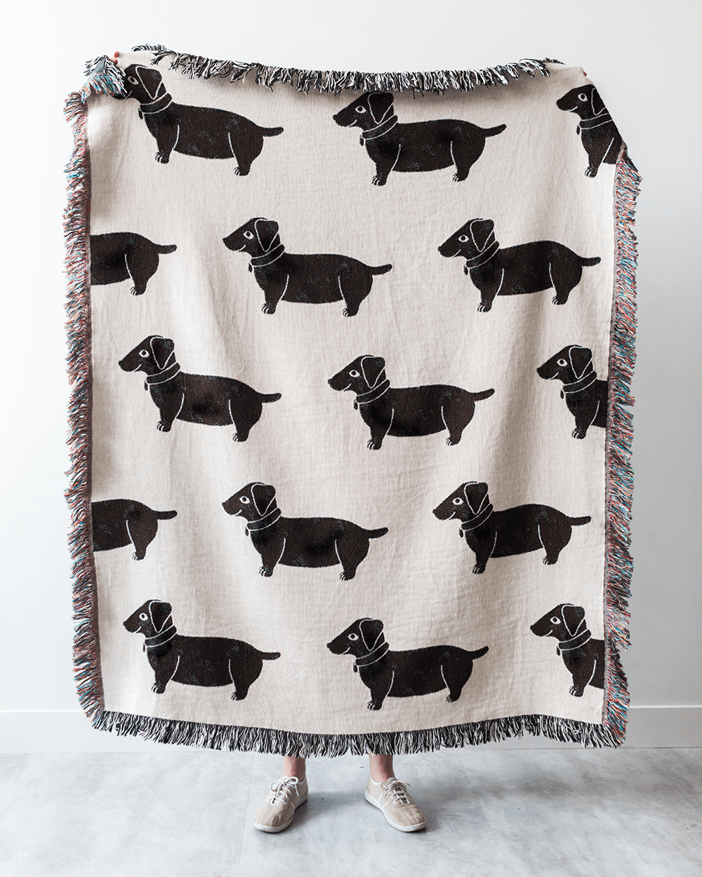 Wiener Dogs Throw Blanket (Black & White)