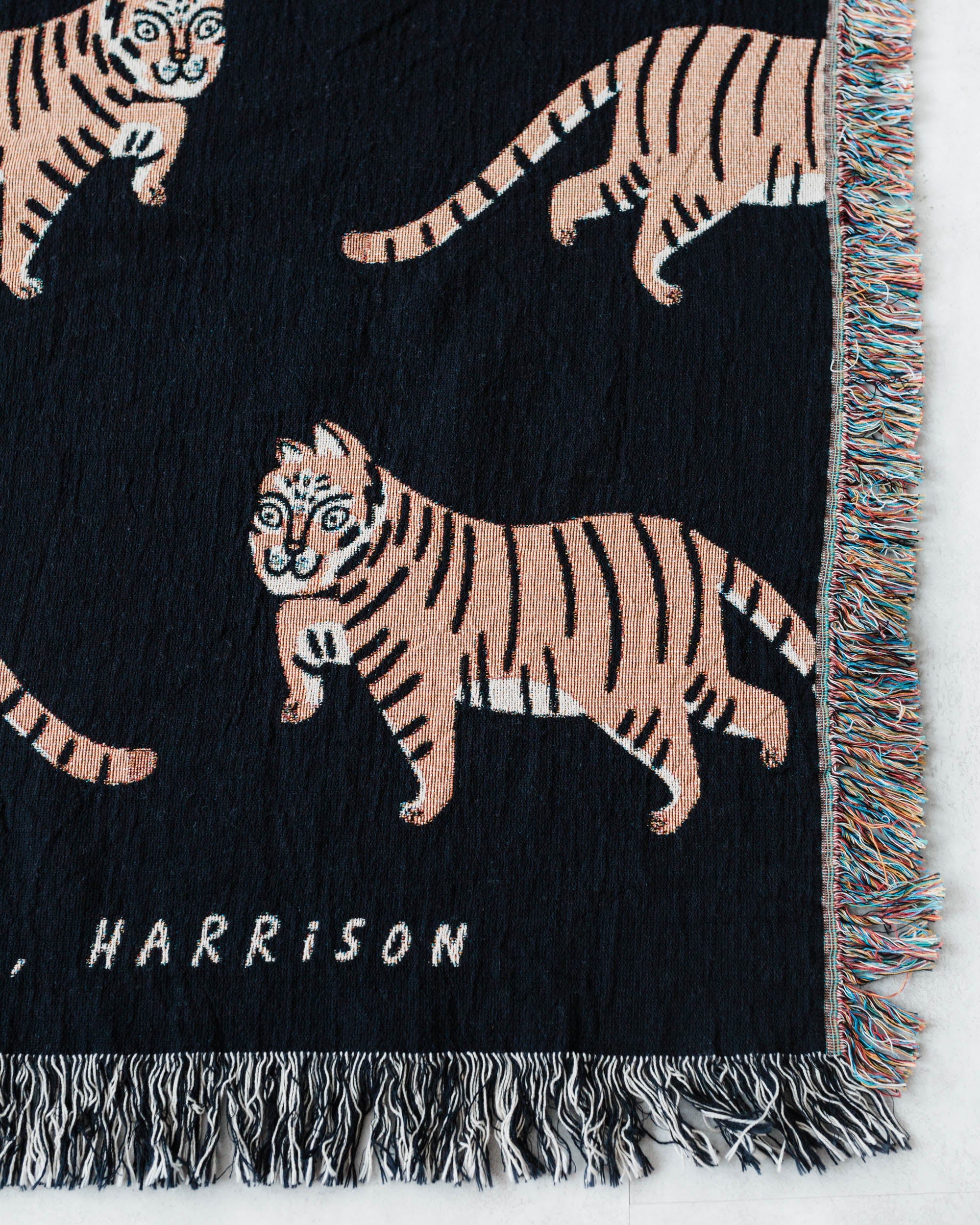 Tiger Throw Blanket Black Frankie Print Co