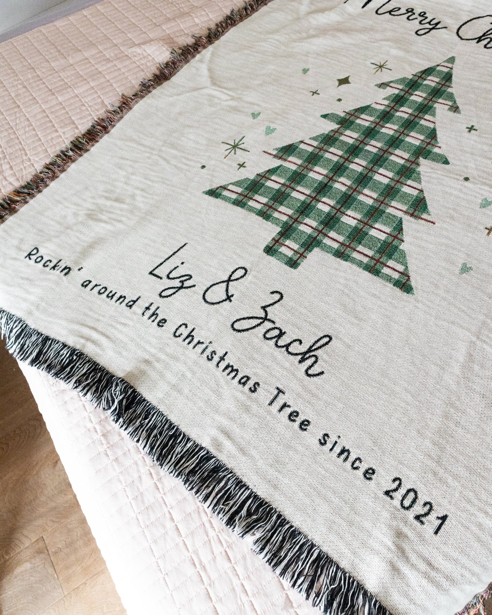 Personalized Plaid Tree Blanket