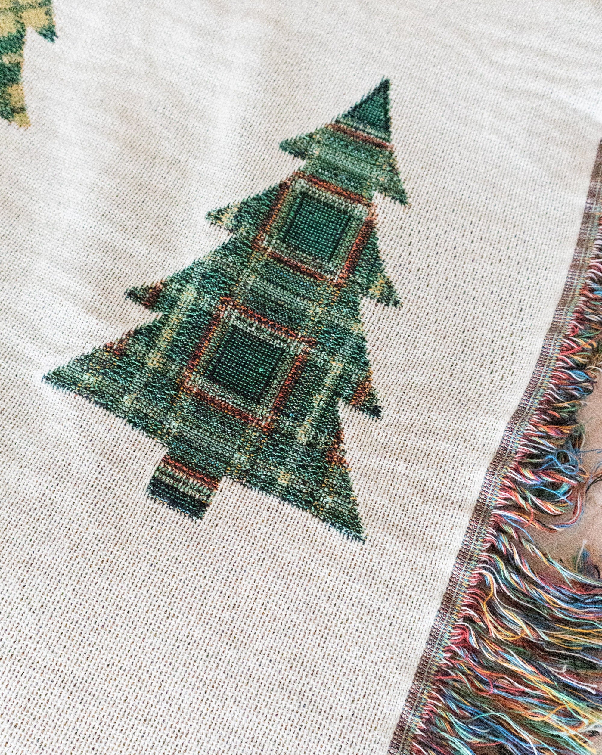 Plaid Trees Christmas Blanket