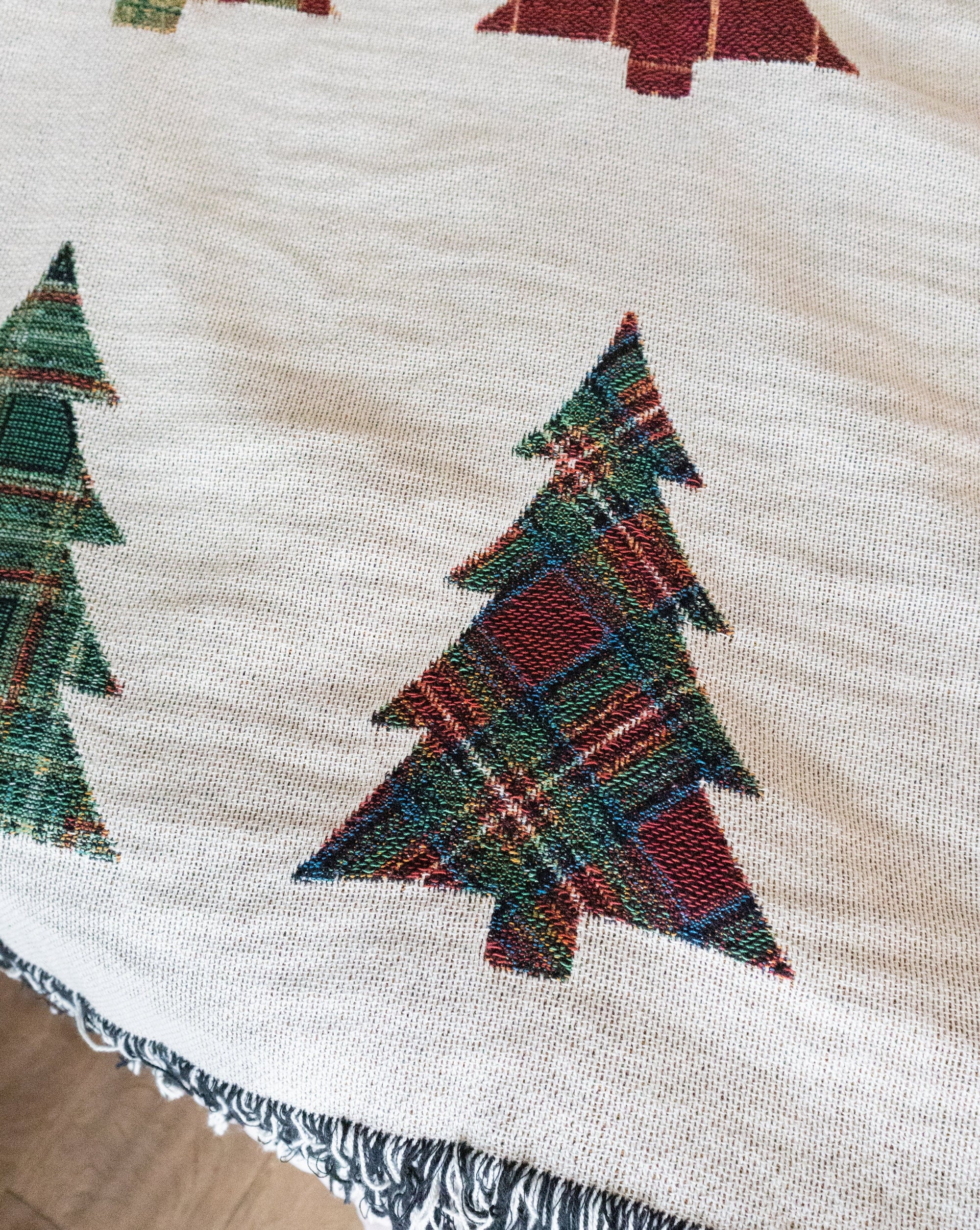 Plaid Trees Christmas Blanket