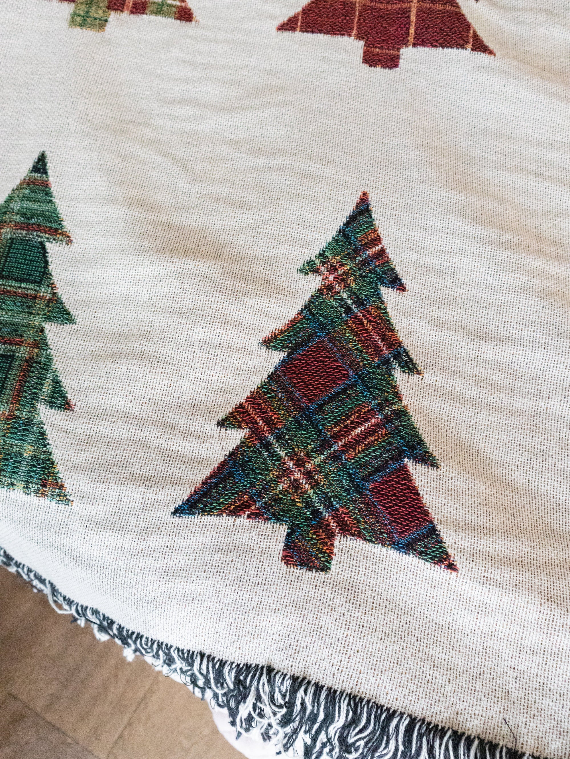 Plaid Trees Christmas Blanket