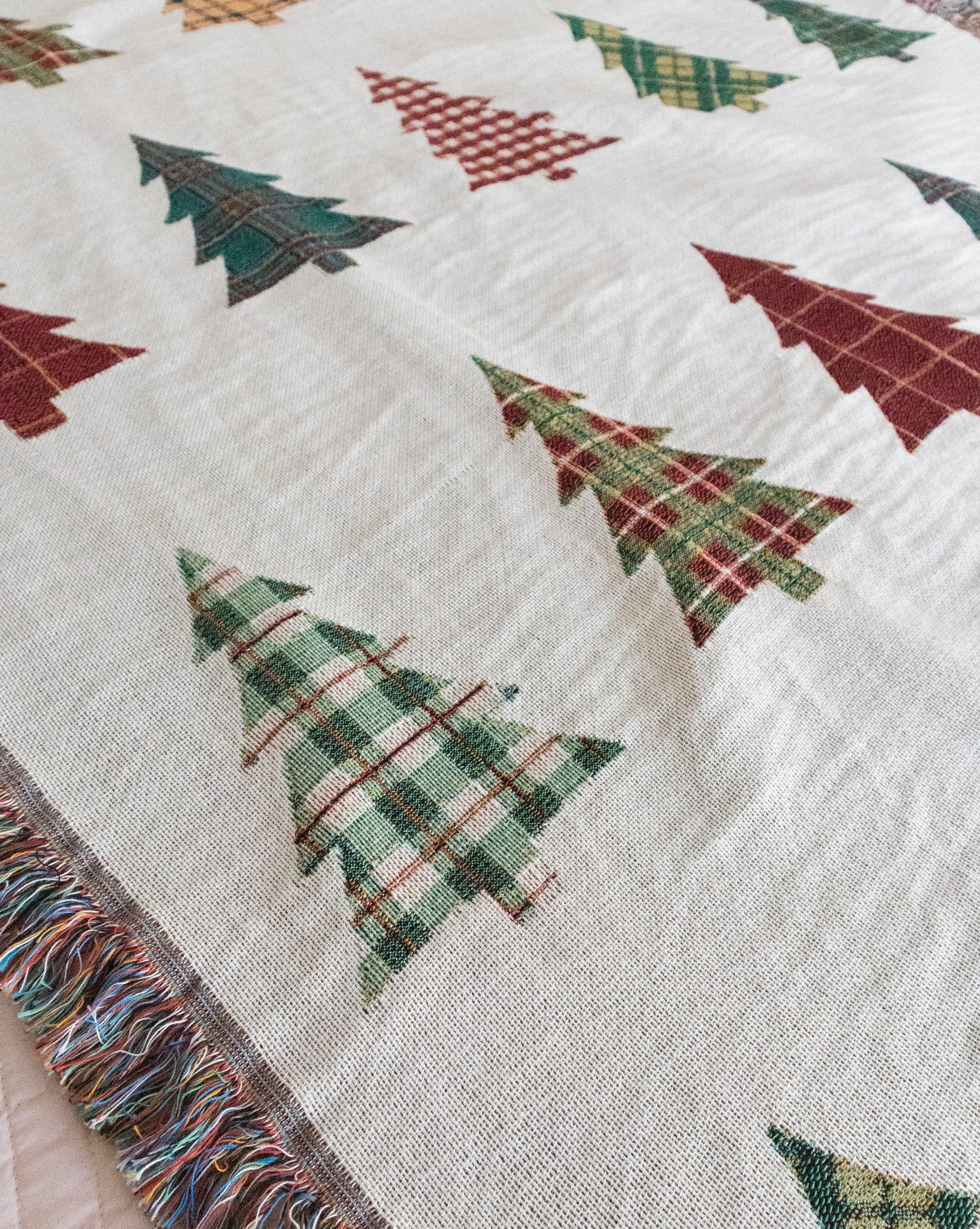 Plaid Trees Christmas Blanket