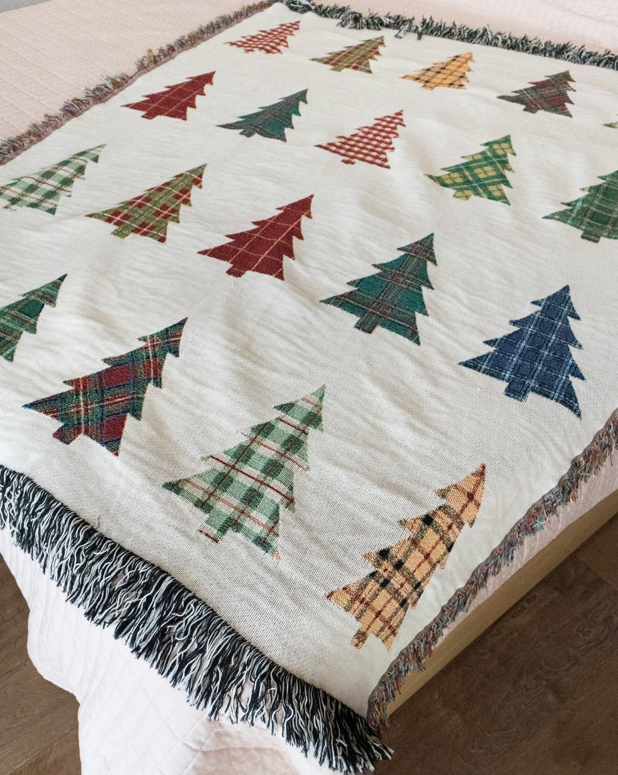 Plaid Trees Christmas Blanket