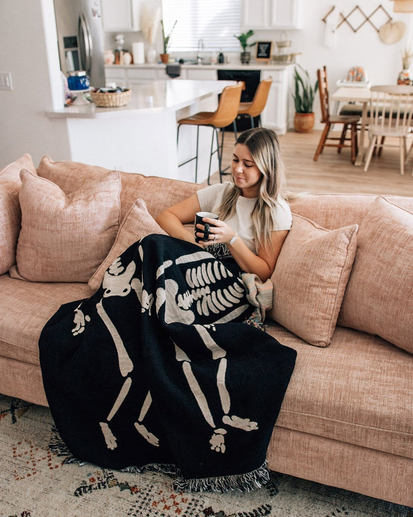 Skeleton Love Throw Blanket Frankie Print Co