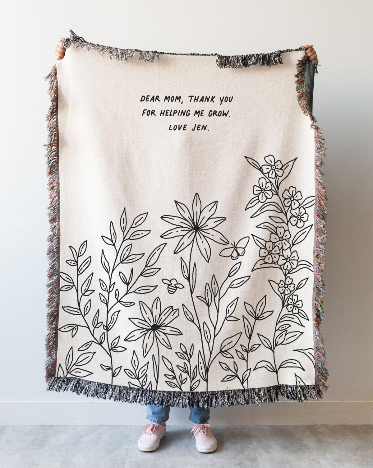 Personalized Flowers Throw Blanket