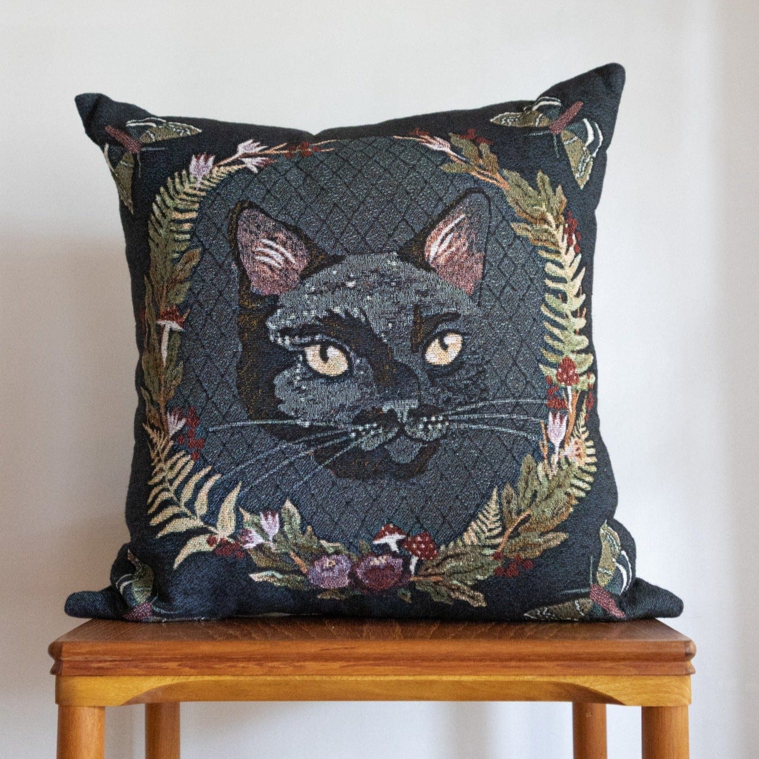 Black Cat Woven Pillow