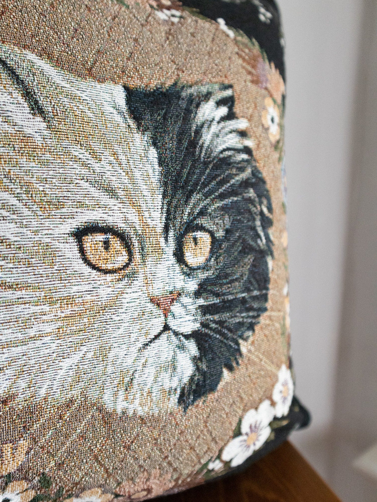 Black &amp; White Cat Woven Pillow