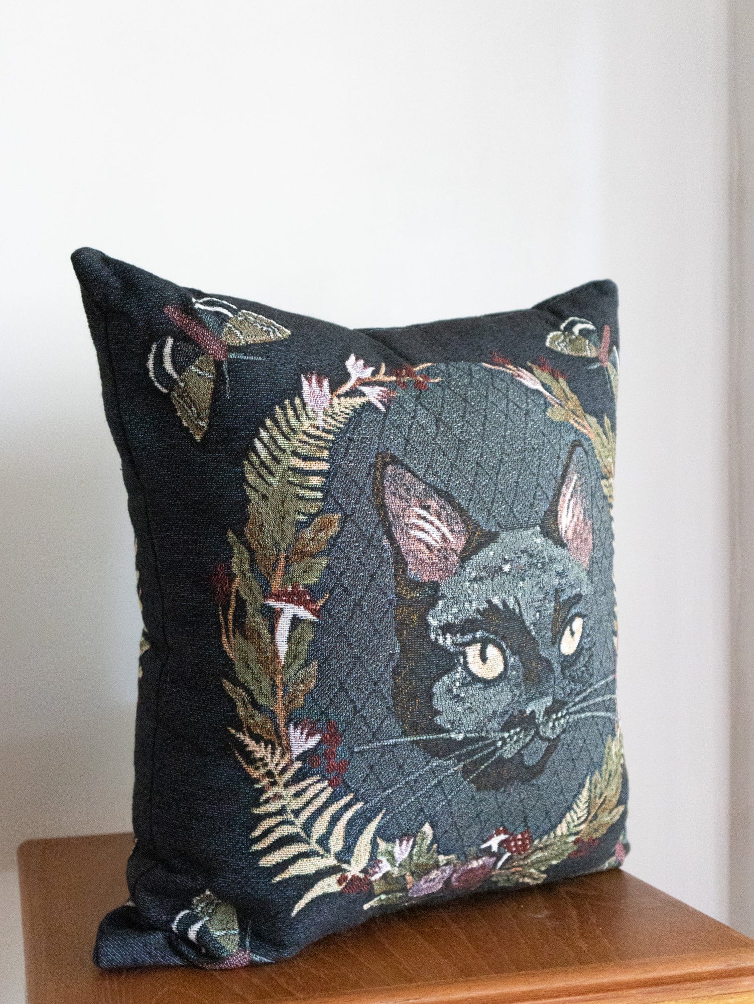 Black Cat Woven Pillow
