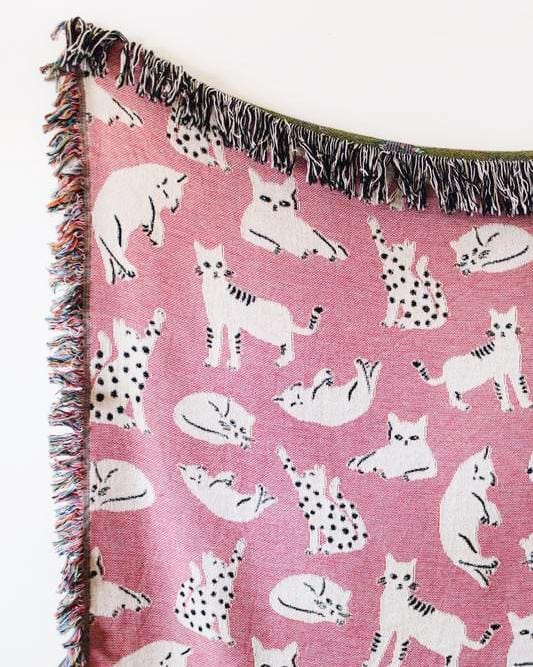 Pink Cats Throw Blanket