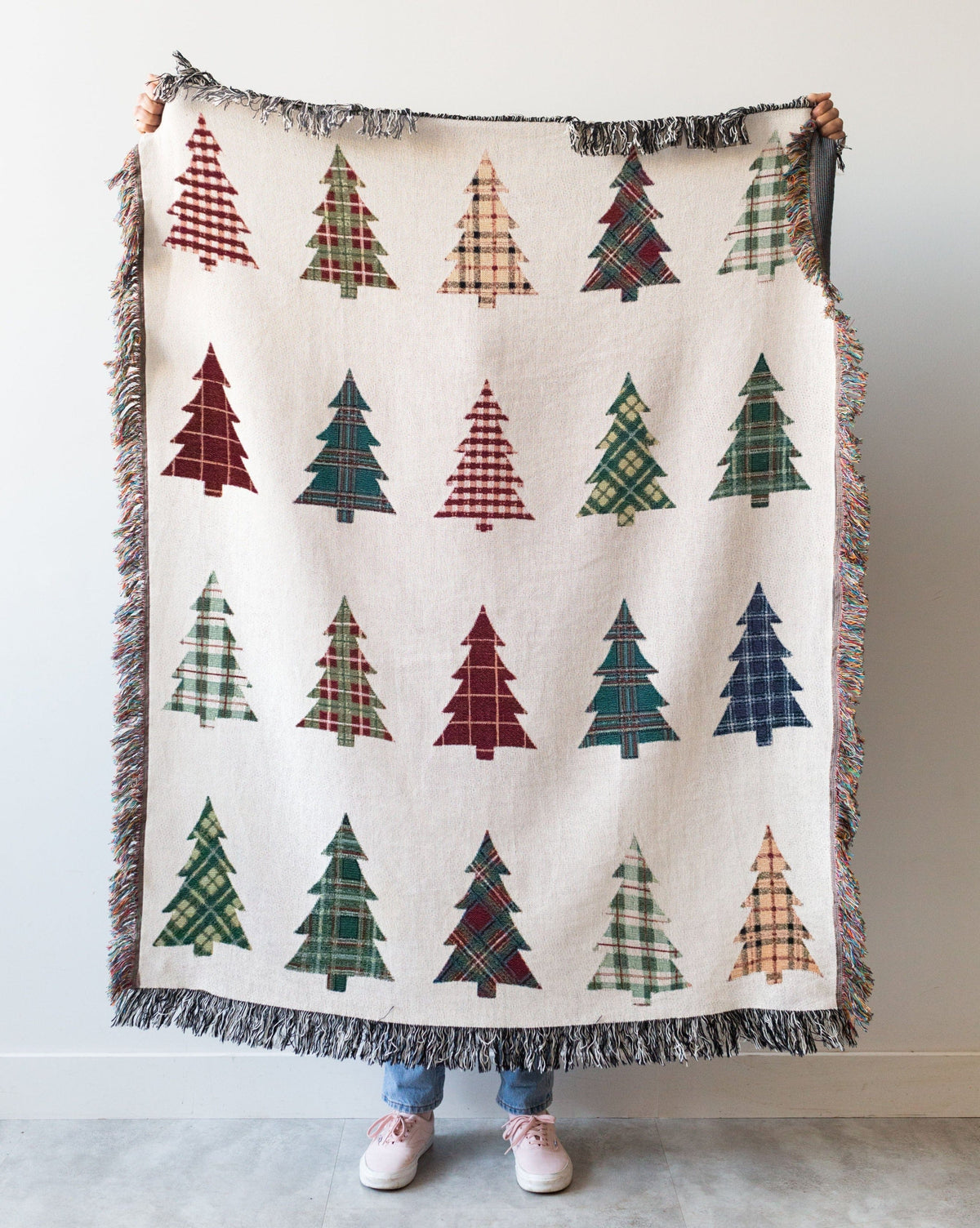 Plaid Trees Christmas Blanket