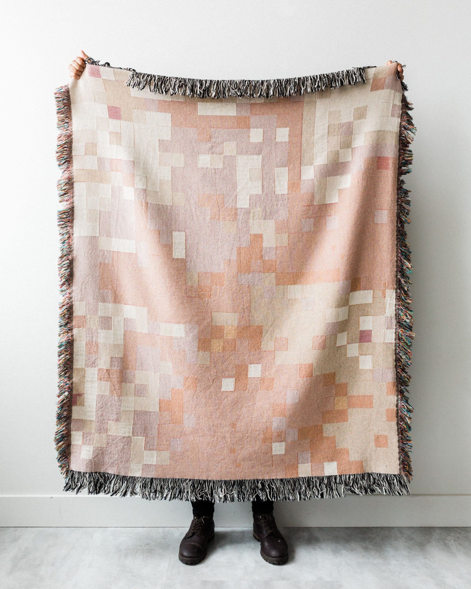 Pink Pixel Woven Blanket