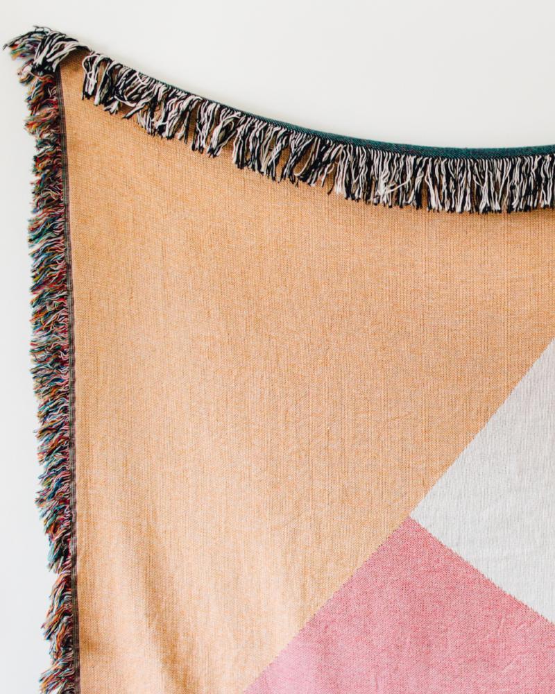 Abstract Woven Blanket - Peach