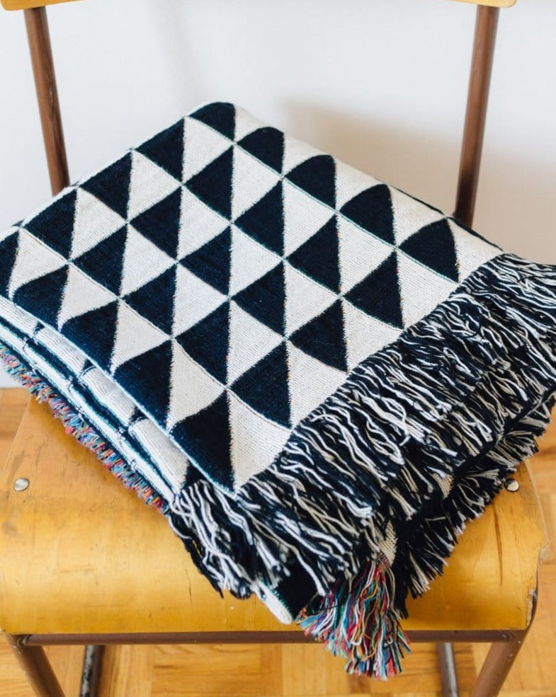 Black + White Triangles Throw Blanket