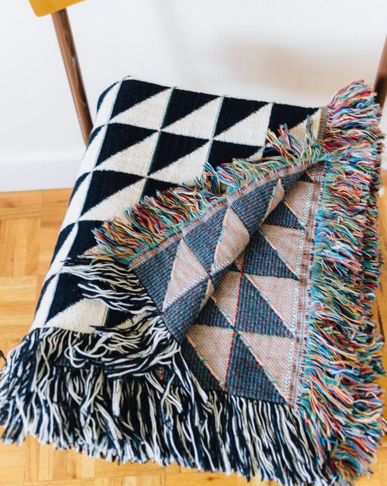 Black + White Triangles Throw Blanket