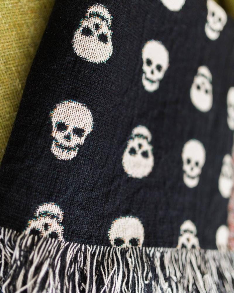 Philipp Plein skull-print fine-knit Blanket - Black