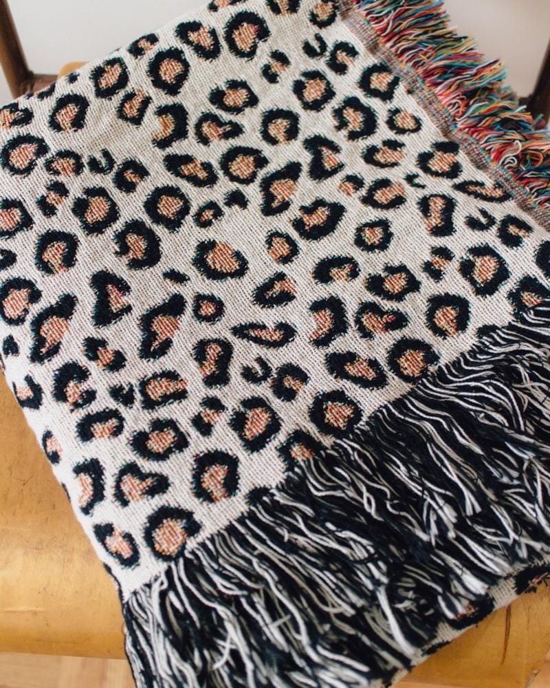 Leopard Print Blanket - 100% cotton woven throw blanket, animal print throw, animal print blanket, animal print decor, leopard print decor