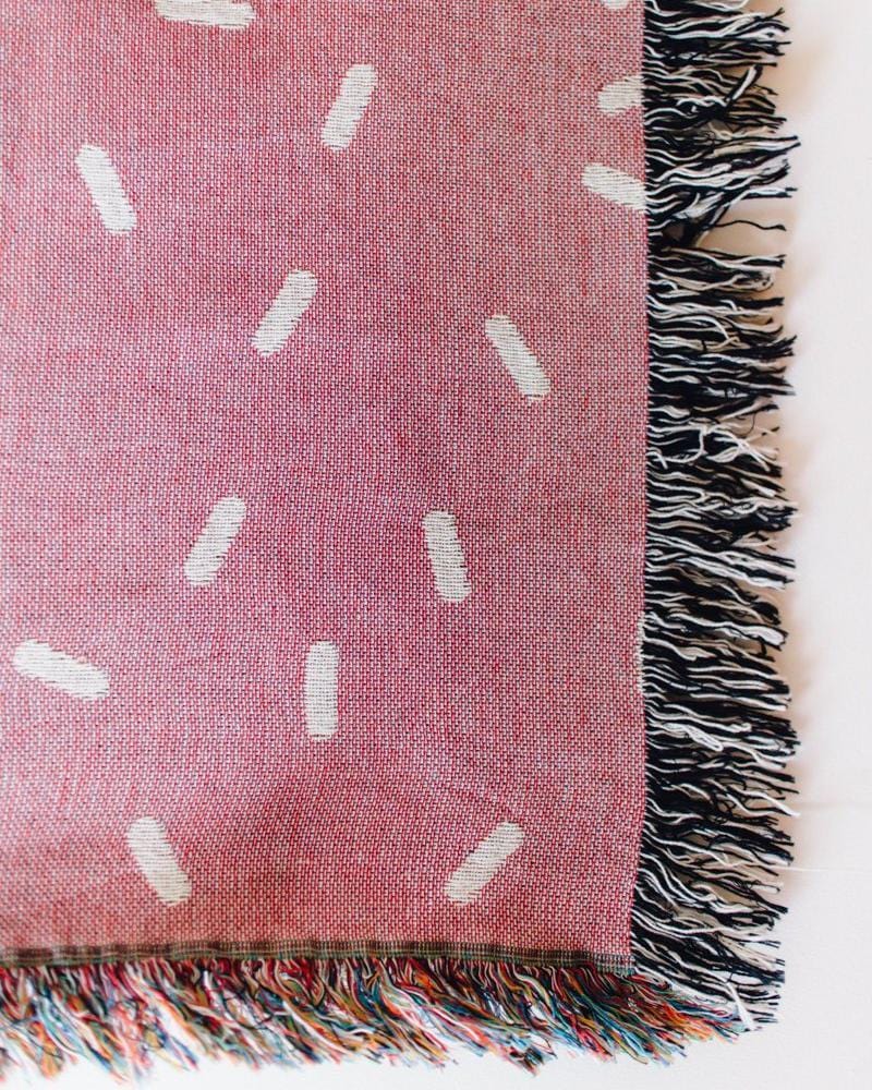 SPRINKLES Woven Throw Blanket - Cotton Throw, Pink Throw Blanket, Cute Throw Blanket, Pink Blanket, Pink Home Decor