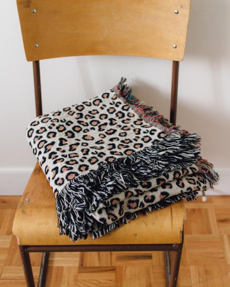 Leopard Print Blanket - 100% cotton woven throw blanket, animal print throw, animal print blanket, animal print decor, leopard print decor