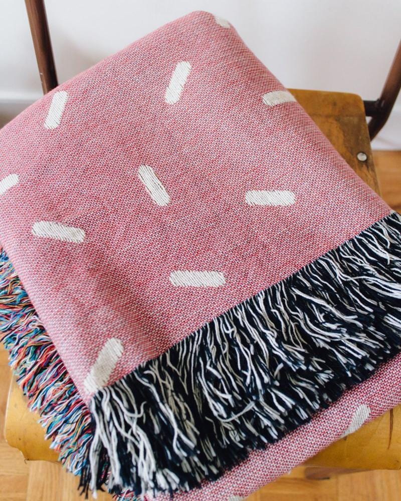 SPRINKLES Woven Throw Blanket - Cotton Throw, Pink Throw Blanket, Cute Throw Blanket, Pink Blanket, Pink Home Decor