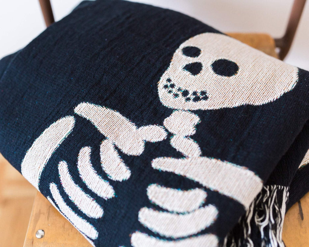 Skeleton Love Throw Blanket Frankie Print Co