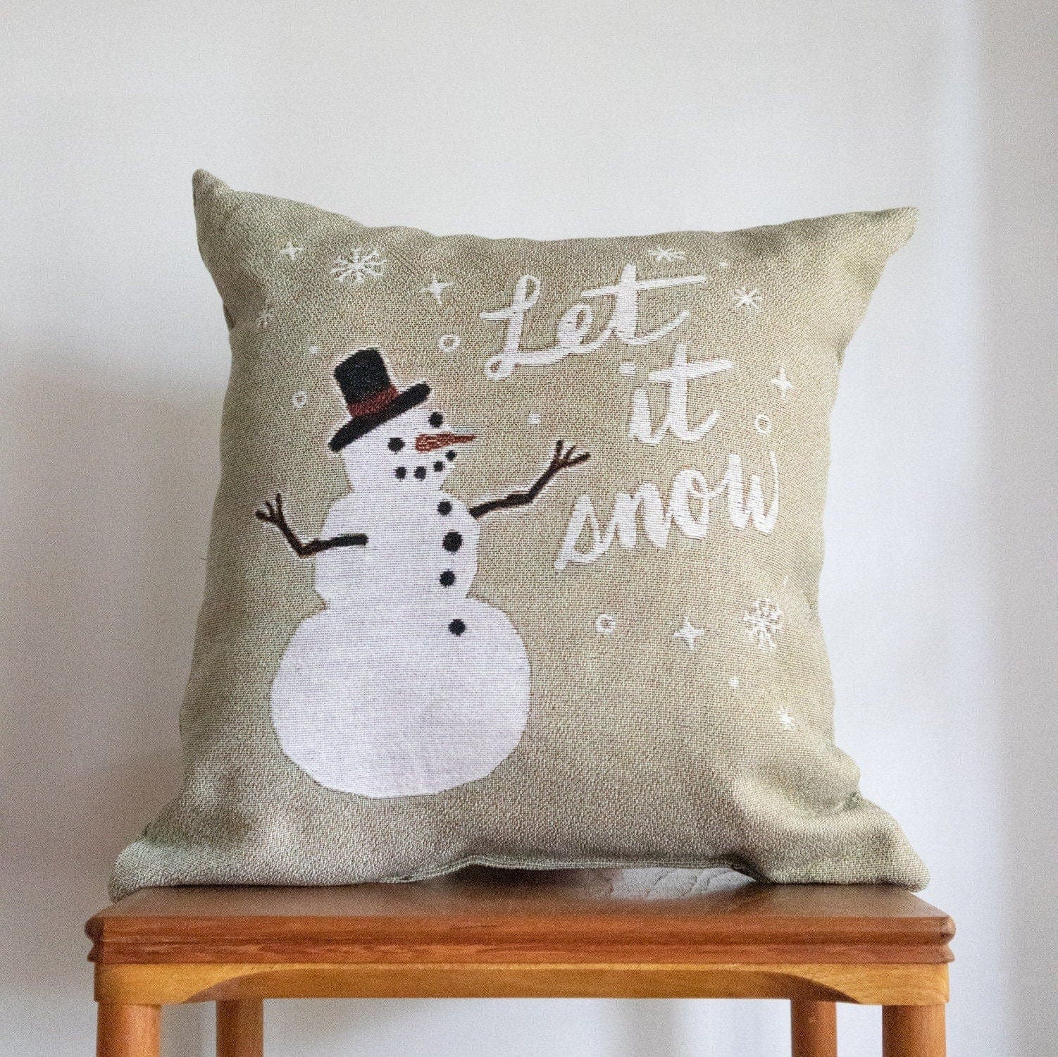 Christmas Pillow: Let It Snow Beige