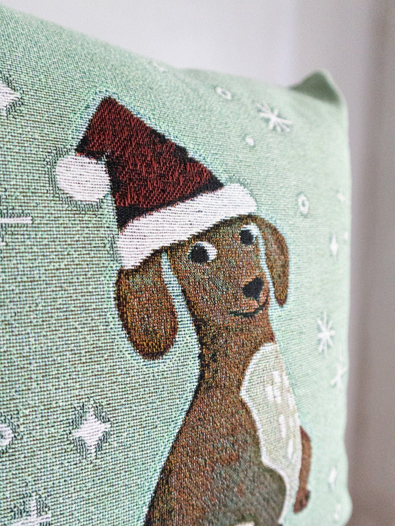 Dachshund christmas shop pillow