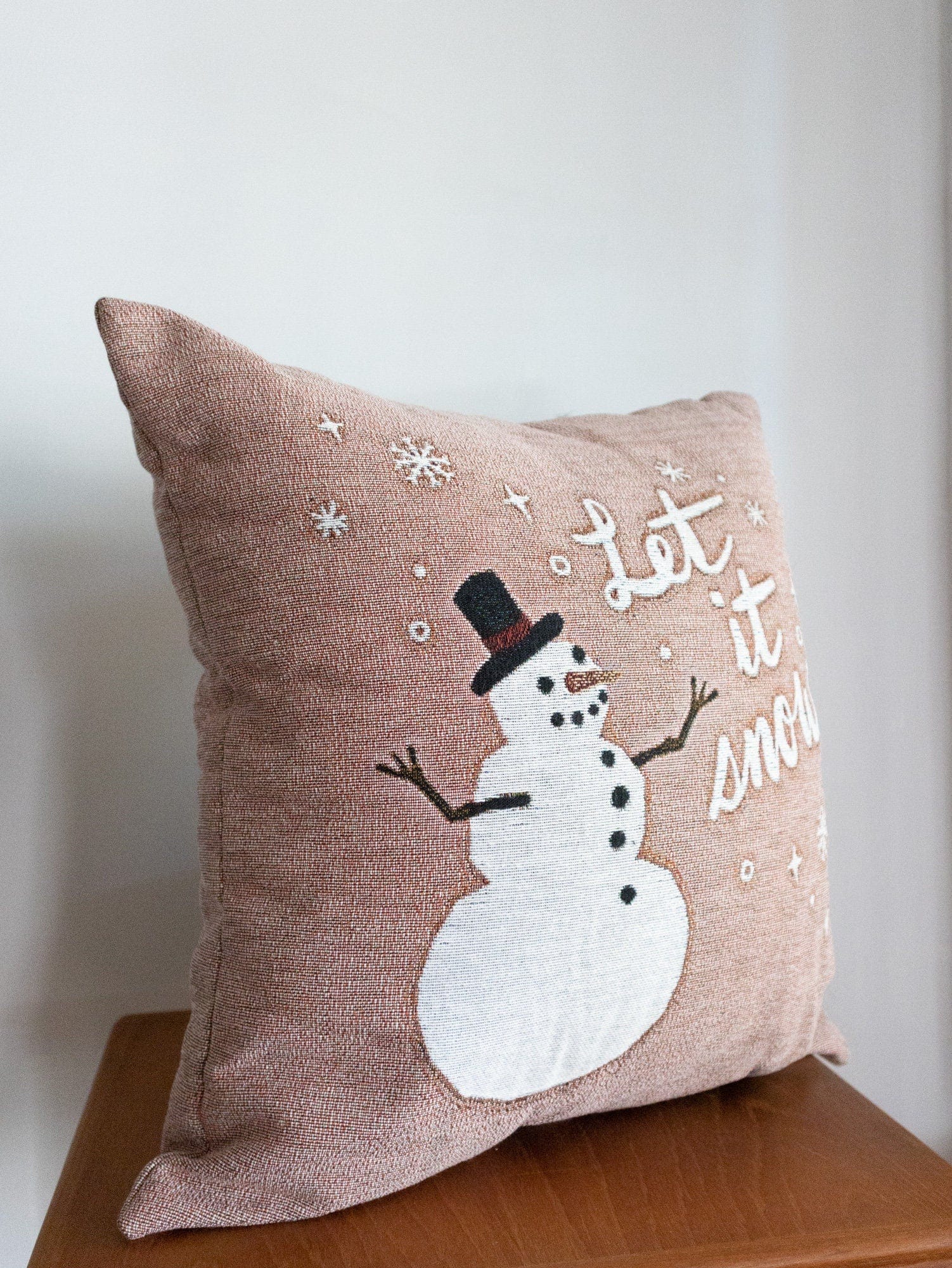 Pink Christmas Pillow: Let It Snow