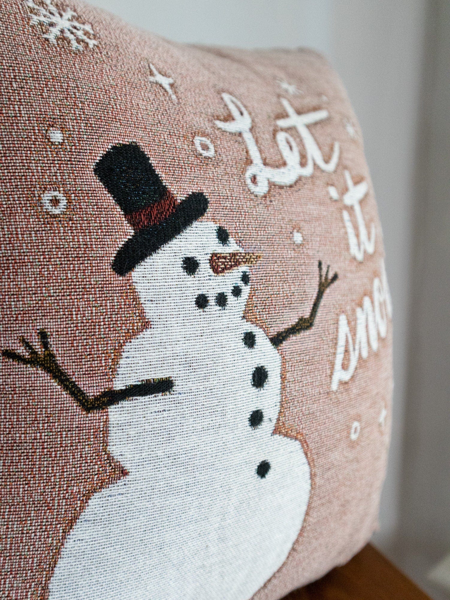 Pink Christmas Pillow: Let It Snow