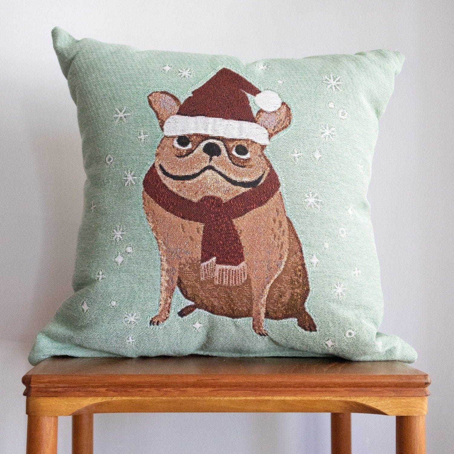Christmas Bulldog Pillow
