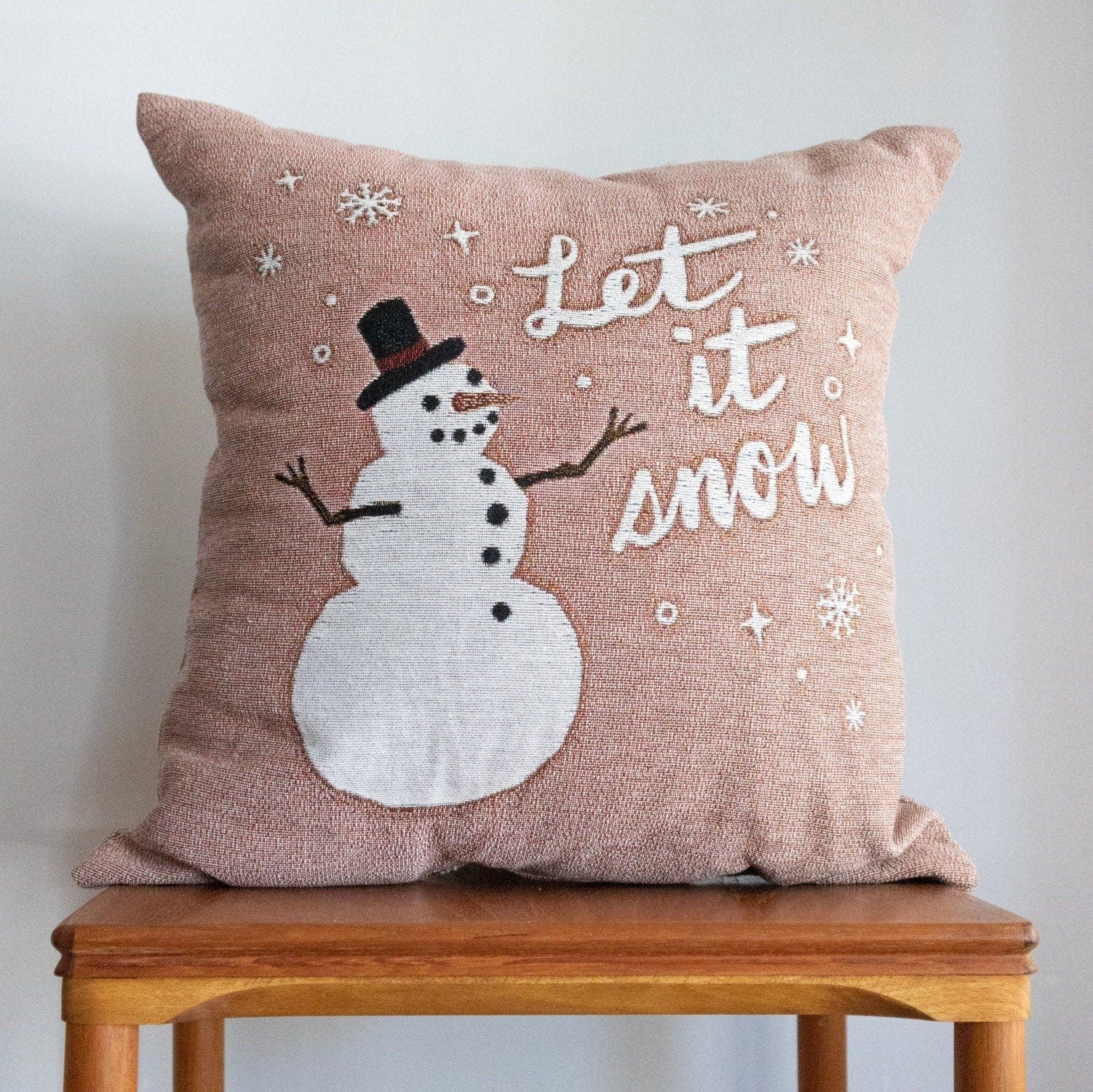 Pink Christmas Pillow: Let It Snow