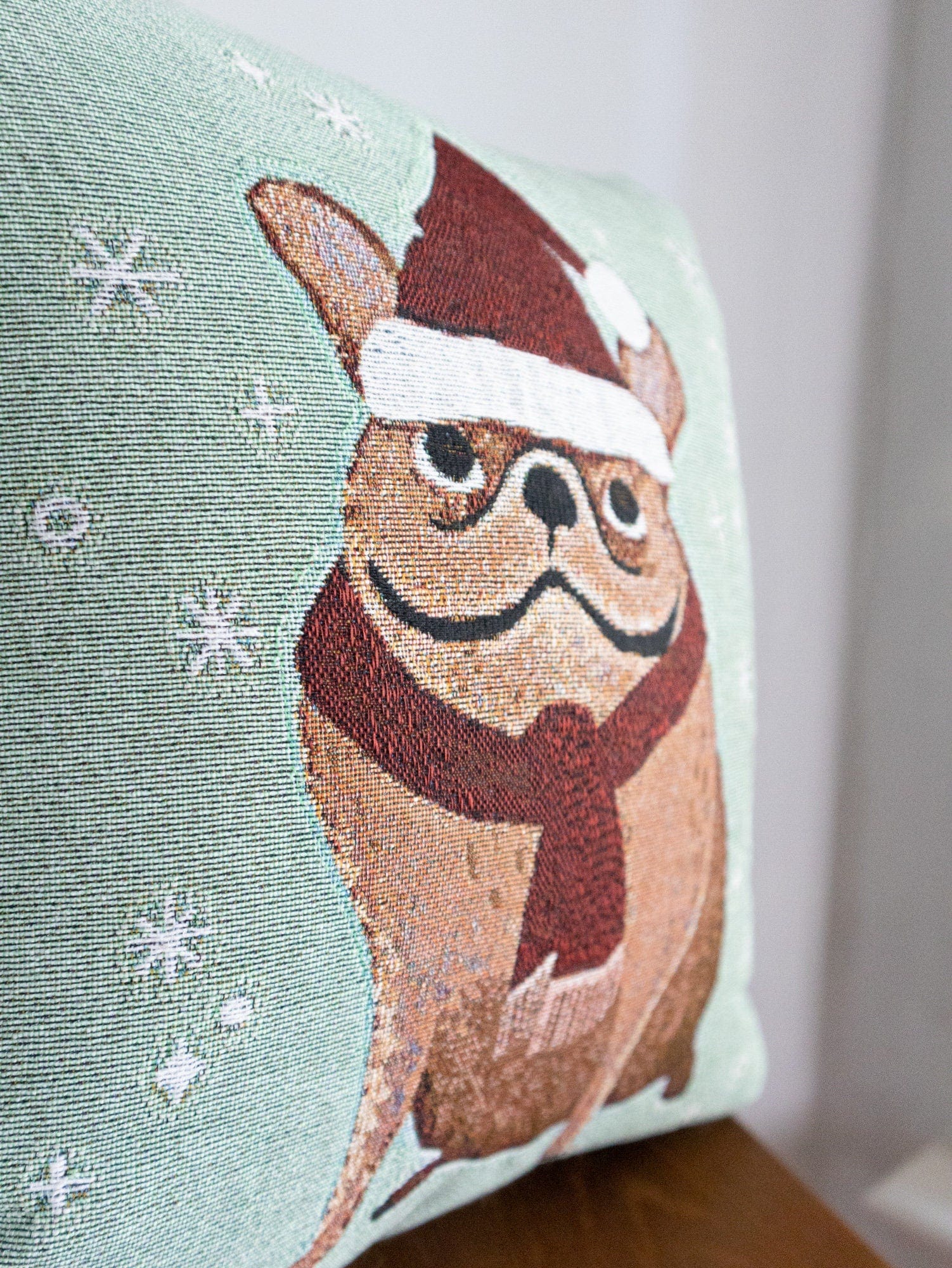 Christmas Bulldog Pillow Frankie Print Co