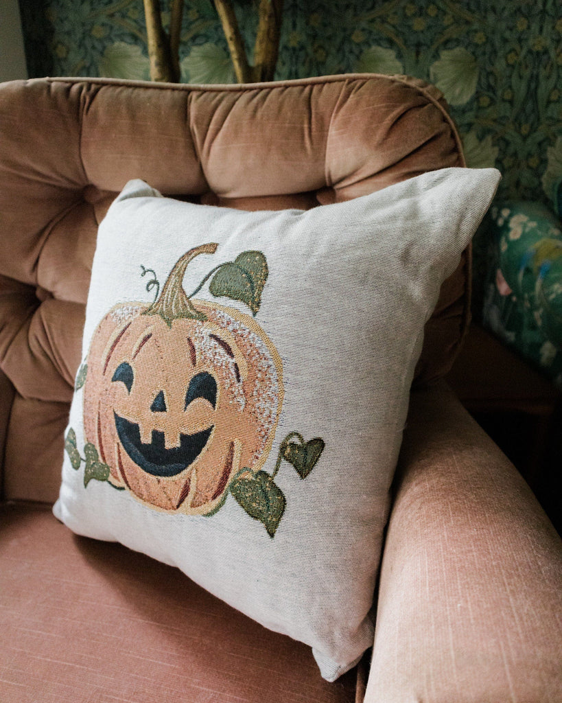 C&F Home 12 x 12 Jack-O-Lantern Pumpkin Check Tufted Halloween Throw  Pillow